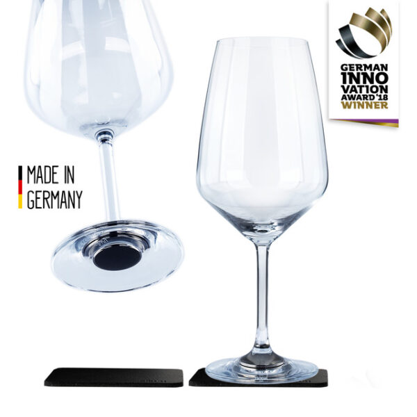 Magnet-Kristallgläser silwy WEIN BORDEAUX je 2 Gläser _0,65 l_ und 2 Metall-Nano-Gel-Pads