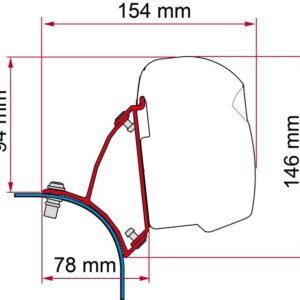 Adapterkit FIAMMA F43 van passend fürVW T5/T6 Lift Roof LHD, deep black
