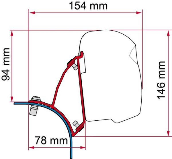 Adapterkit FIAMMA F43 van passend fürVW T5/T6 Lift Roof LHD, deep black