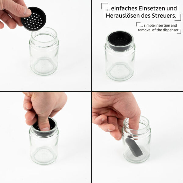 Streueinsätze MIX silwy für 125 oder 192 ml Feinkost Magnetgläser 2x fein 1x gober Streueinsatz – Bild 3