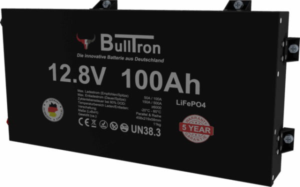 Batterie BullTron Polar 100Ah Slim LiFePO4 12,8V Akku mit 150A BMS