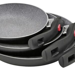 Pfannenset Aluminium Ballarini Click + Cook Granitium 3-tlg. Fb. schwarz