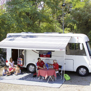 Wandmarkise Fiamma F45 S 300 x 250 cm Tuch Fb. royal grey Gehäuse Fb. titanium