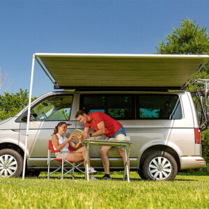 Wandmarkise Fiamma F35 Pro 180 183 x 180 cm Tuch Fb. royal grey Gehäuse Fb. titanium