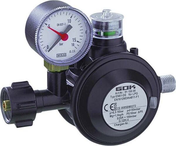 Niederdruckregler GOK Typ EN61-DS PS 16 bar 50 mbar 1,5 kg/h KLF x G 1/4 LH-KN