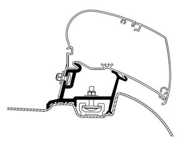 Adapter zu Thule Omnistor 6300 /6200 passend für MB Sprinter ab 2007 und VW Crafter 2007 - 2016
