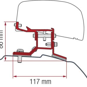 Adapter Fiamma 2-tlg. passend für Ford Custom L1 ab 2012 für F40van Rechtslenker