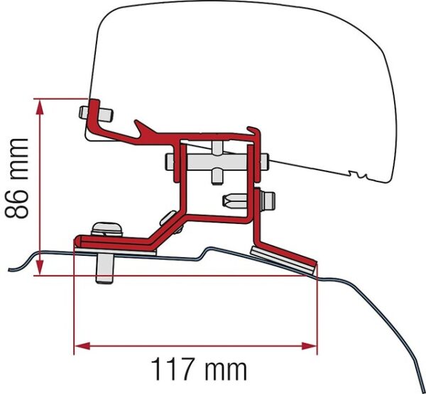 Adapter Fiamma 2-tlg. passend für Ford Custom L1 ab 2012 für F40van Rechtslenker