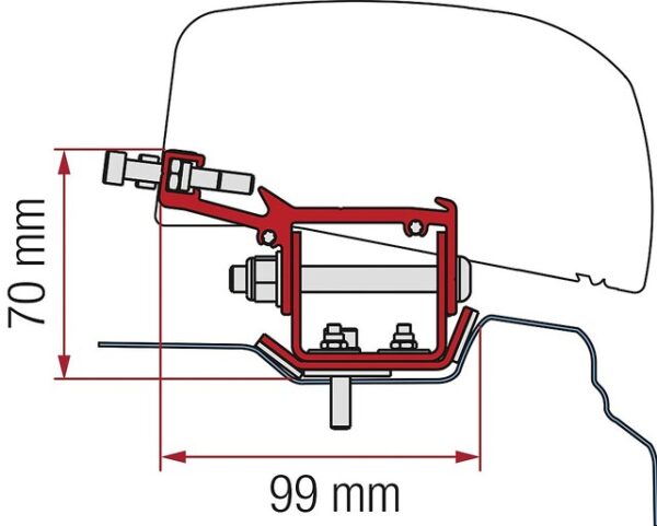 Adapter Fiamma 2-tlg. passend für Renault Trafic L2 ab 2014 für F40van Links- und Rechtslenker