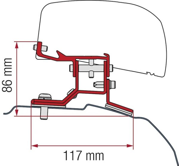 Adapter Fiamma 2-tlg. passend für Ford Custom L2 ab 2012 für F40 van Links- u. Rechtslenker