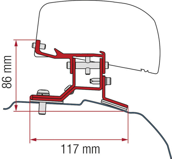 Adapter Fiamma 2-tlg. passend für Ford Custom L1 ab 2012 für F40van Linkslenker