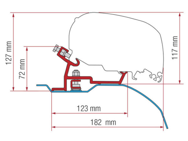 Adapterkit Fiamma F80/ F65 passend f. Ducato/Jumper/Boxer H2 ab 2006 aluminium
