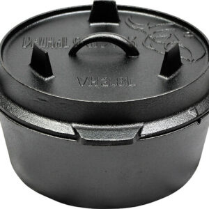 Feuertopf Dutch Oven VALHAL OUTDOOR Gusseisen flacher Boden 3,8 l