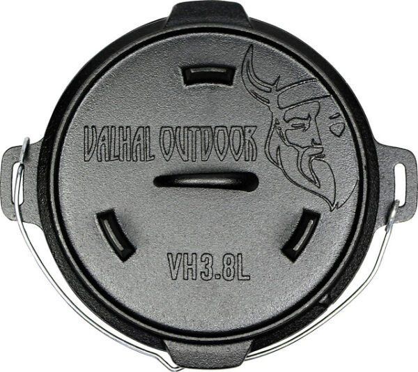 Feuertopf Dutch Oven VALHAL OUTDOOR Gusseisen flacher Boden 3,8 l – Bild 2