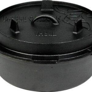 Feuertopf Dutch Oven VALHAL OUTDOOR Gusseisen flacher Boden 6,1 l