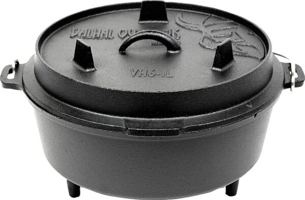 Feuertopf Dutch Oven VALHAL OUTDOOR Gusseisen Füße am Boden 6,1 l