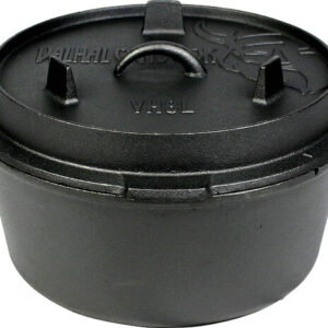 Feuertopf Dutch Oven VALHAL OUTDOOR Gusseisen flacher Boden 8 l