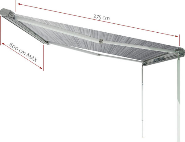 Dachmarkise FIAMMA F80 L 600 x 275 cm Tuch Fb. royal grey Gehäuse Fb. polar white – Bild 2