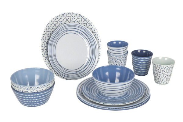 Geschirrset Bo-Camp Mix and Match 16-tlg. Farbe blau