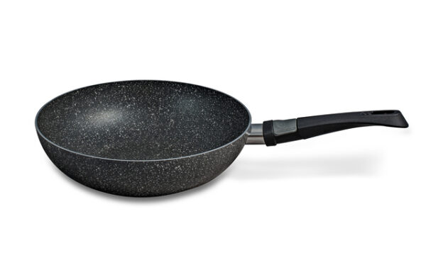 Wok-Pfanne BEAVER BRAND STONEROCK Alu Anti Haft mit Lock-Up Griff 28 cm Farbe stone grey