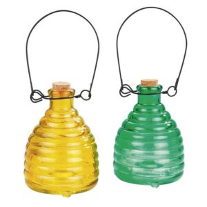 Wespenfalle Glas farbig grün + gelb 2er Set