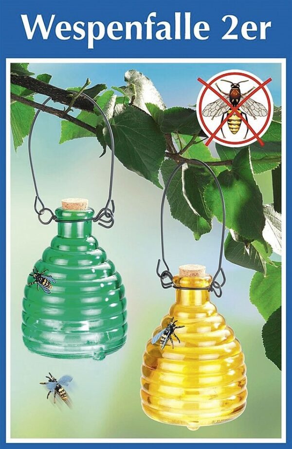 Wespenfalle Glas farbig grün + gelb 2er Set – Bild 2
