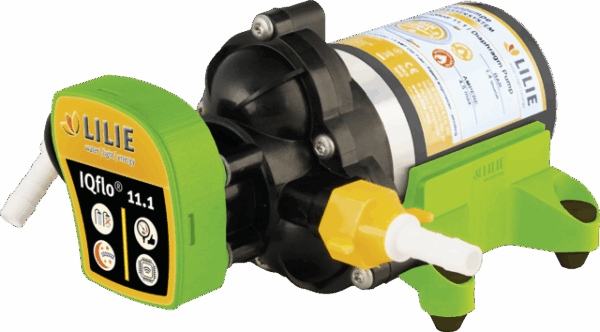 Membranpumpe LILIE IQflo 11.1 12 V, 11,0 l/min, Trinkwassersystem WeißGELB 2,4 bar inkl. Tülle 10 mm