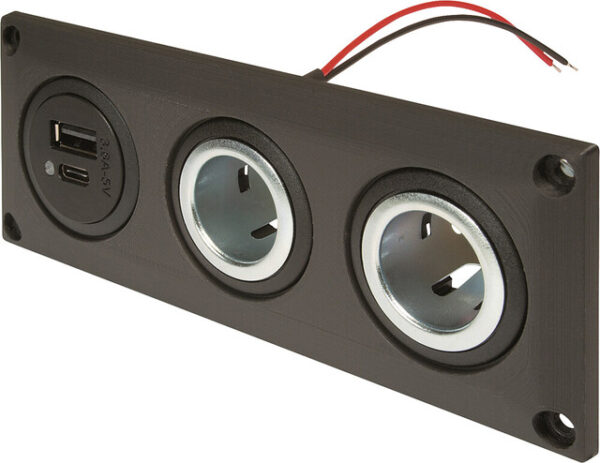Einbausteckdose EV PRO CAR mit USB-C/A  Doppelsteckdose + 2 Powersteckdosen