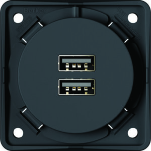 USB Ladesteckdose 2-fach 230 V 3A Farbe anthrazit matt --- lose ---