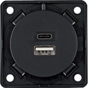Ladesteckdose USB Berker 2-fach 230 V A+C Farbe anthrazit matt