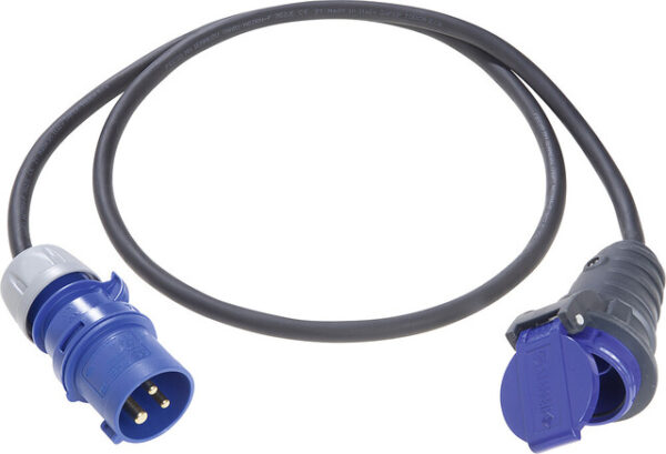 CEE-Adapterleitung Weingärtner Schweiz Vollgummi-Kupplung Typ 23 16A/250V, CEE 3-polig 1,5m Farbe schwar