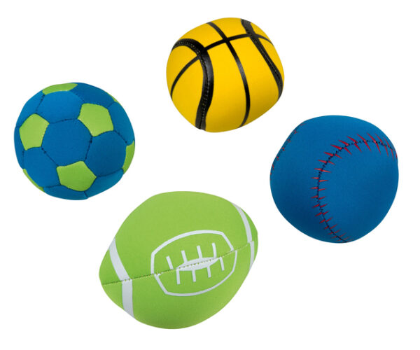 Ballsortiment HAPPY PEOPLE aus Neopren, ca. 6-8 cm Fuß-, Basket-, Football-, Baseball – Bild 2