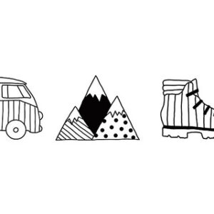 Autoaufkleber Advanture Shop Mountain Set schwarz