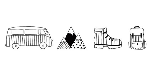 Autoaufkleber Advanture Shop Mountain Set schwarz
