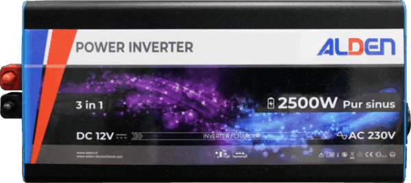 Sinuswechselrichter ALDEN Inverter Sinus 2500 mit Vorrangschaltung, LiFePO4 Ladegerät 20 A