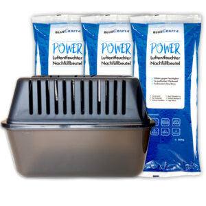 Raumentfeuchter Box MEGA BLUECRAFT inkl. 3x 1kg Luftentfeuchter Granulat im Vliesbeutel