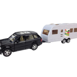 Auto mit Wohnwagen, 28 cm, mit Rückzug, aus Metall und Kunstoff