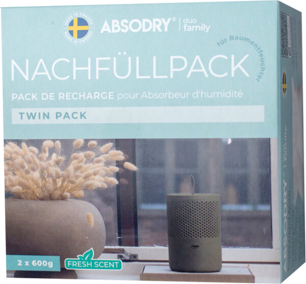 Absodry Duo Family Nachfüllpackung mit Frischeduft ABSODRY für Series 6 und Hanger, 2 x 600 g