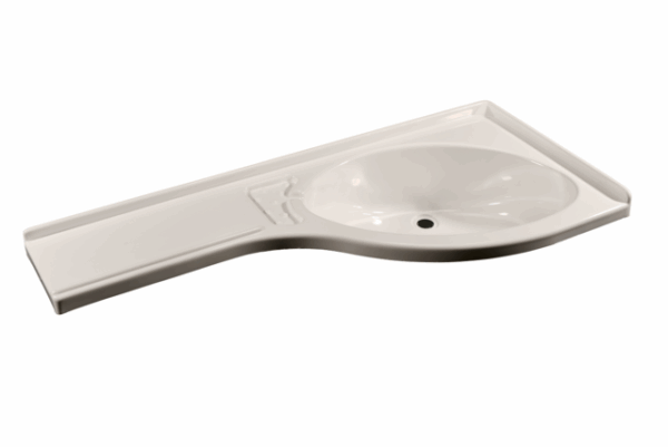 Eckwaschbecken Comet Ablage links 840 x 160 x 375 mm Farbe reinweiß – Bild 2