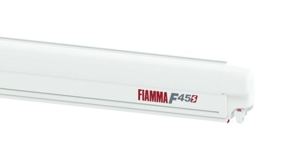 Wandmarkise FIAMMA F45 S ohne Standardhalterung 450 x 250 cm Tuch Fb. royal grey Gehäuse Fb. polar white