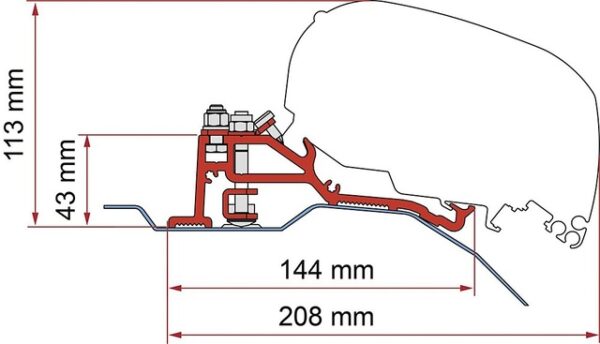 Markisenadapter FIAMMA passend für Ducato H2 Skyroof für Dachhmarkise F80 - 3-tlg.