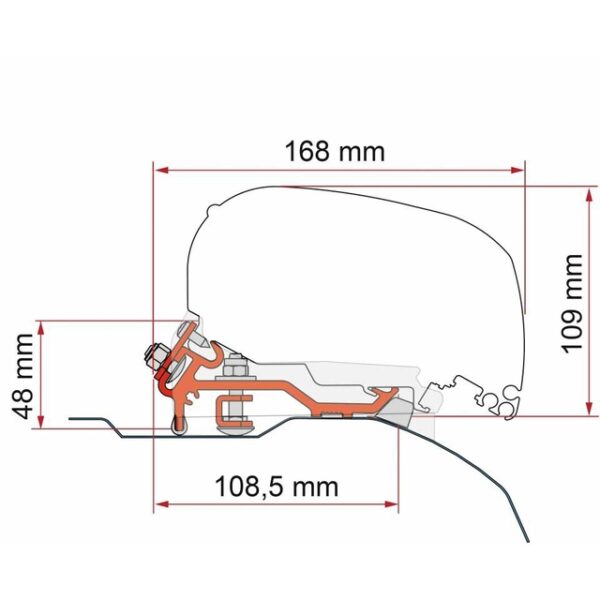 Markisenadapter FIAMMA Kit passend für Ducato, Jumper Boxer - H2 -L2/L3 für Dachmarkise F80 - 3-tlg.
