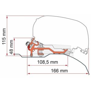 Markisenadapter Fiamma passend für Fiat Ducato H2 Citroen Jumper  Peugeot Boxer L4 für Dachmarkise F80 3tlg