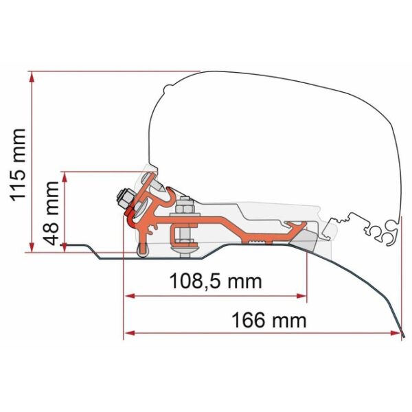 Markisenadapter Fiamma passend für Fiat Ducato H2 Citroen Jumper  Peugeot Boxer L4 für Dachmarkise F80 3tlg