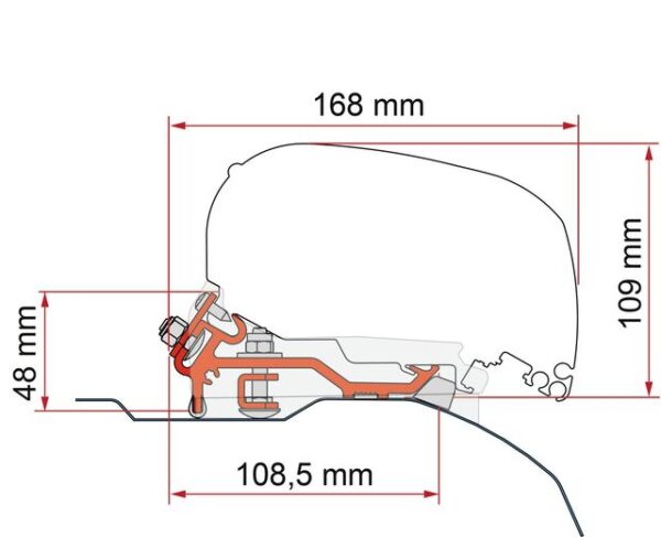 Dachmarkisenadapter FIAMMA Ducato / Jumper / Boxer Low Profile - H2 - L2/L3 _06 _F80_ - RHD + LHD Farbe deep black