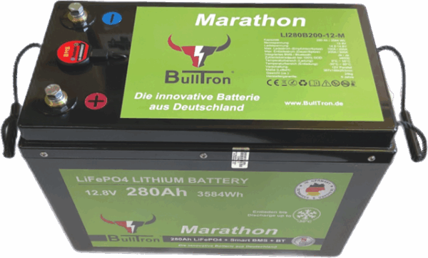 Batterie BullTron Marathon Polar 280 Ah LiFePO4 12,8 V Akku mit Smart BMS, Bluetooth App, akt. Balancer und Heizung