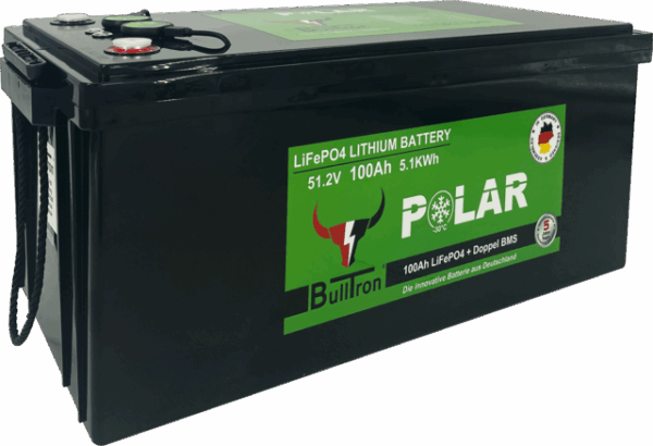 Batterie BullTron Polar 100 Ah LiFePO4 51,2 V Akku mit Doppel-BMS, Bluetooth App, aktiver Balancer und Heizung