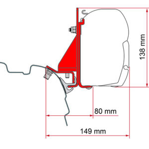 Adapter Kit FIAMMA Kombischienenhalterung Reimo, Brandrup, Vamoose passend für VW T5/T6 für Markise F45