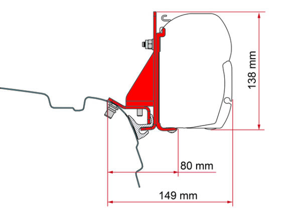 Adapter Kit FIAMMA Kombischienenhalterung Reimo, Brandrup, Vamoose passend für VW T5/T6 für Markise F45