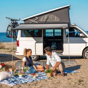 Wandmarkise FIAMMA F45 S ohne Standardhalterung 450 x 250 cm Tuch Fb. royal grey Gehäuse Fb. deep black